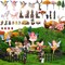 58 Pcs Miniature Garden Set Flower Angel Fairy House Animals Trees Diorama Supplies Fairy Village Mini Terrarium Figurines Micro Landscape Ornaments